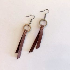 Magnolia Dark Brown Lola Tassel Earrings, genuine leather, brand new, worn once.